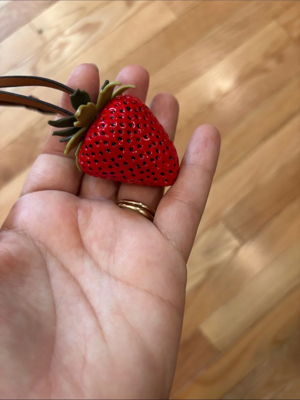 Tory Burch Red Strawberry Leather Bag Charm
